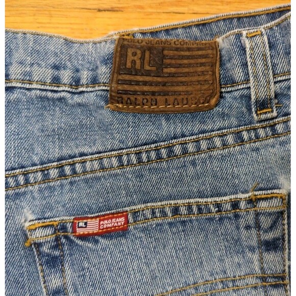 Vintage Polo Jeans Co Ralph Lauren Saturday Short Womens Denim Shorts Sz 10 Flag - Picture 7 of 7